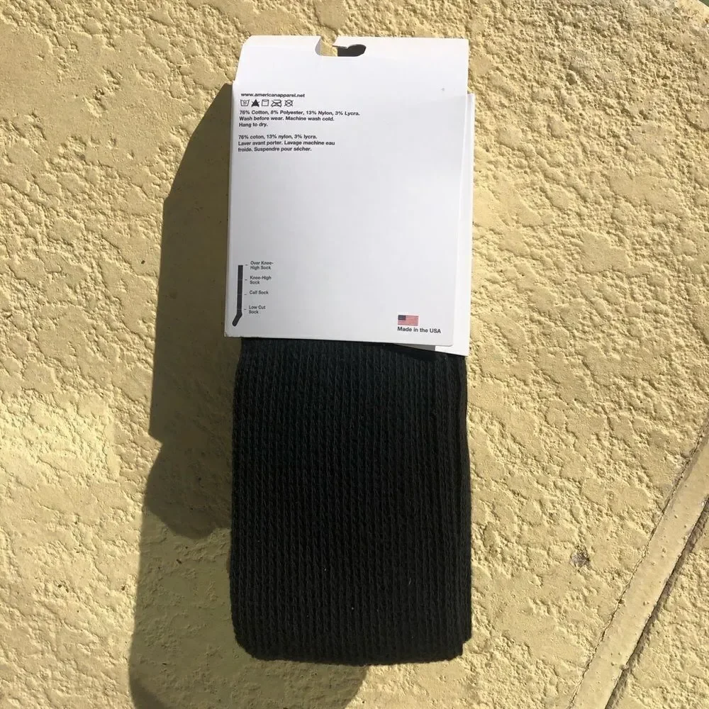New American Apparel Black Thigh High Socks vintage original tall Y2K 2000s rare